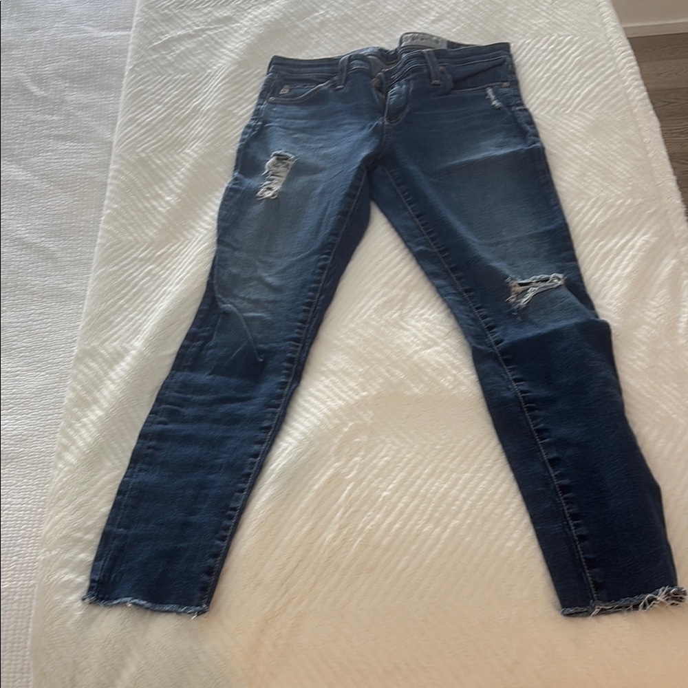 AG jeans Women's Distressed Blue Jeans